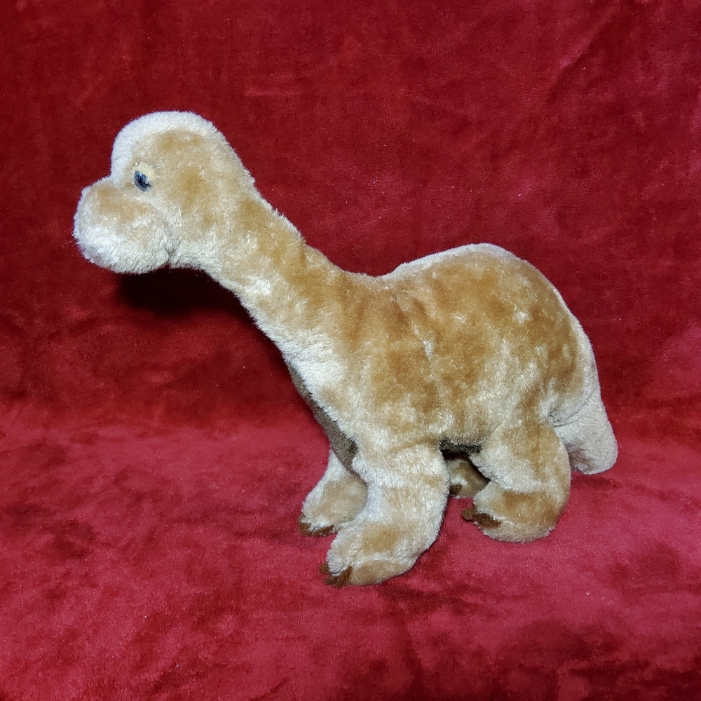 Vintage 1980 Dakin Prehistoric Pets Brontosaurus Plush Dinosaur Brown 14" Clean!
